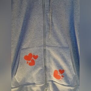 Gray Hoodie with Red Heart Design